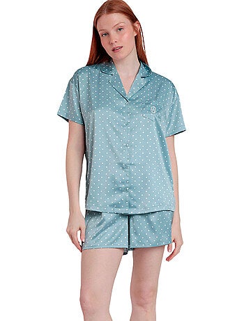 Pigiama aperto in pizzo a pois a maniche corte da donna ADMAS CLASSIC