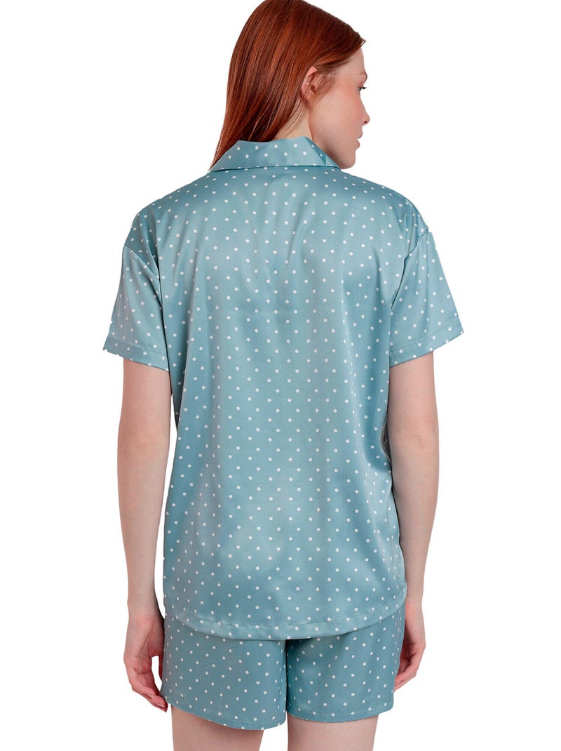 Pigiama aperto in pizzo a pois a maniche corte da donna ADMAS CLASSIC Verde - Kiabi
