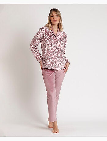 Pigiama aperto in velluto e cashmere a maniche lunghe da donna ADMAS CLASSIC
