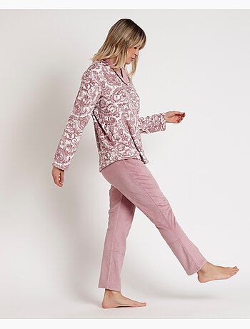 Pigiama aperto in velluto e cashmere a maniche lunghe da donna ADMAS CLASSIC