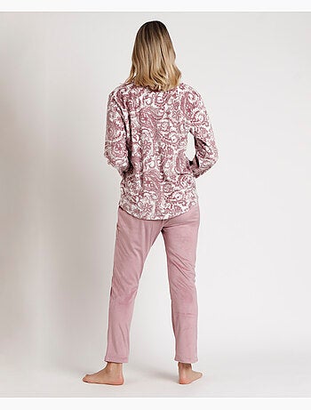 Pigiama aperto in velluto e cashmere a maniche lunghe da donna ADMAS CLASSIC
