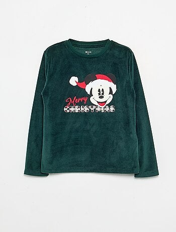 Pigiama bambino 'Disney' 'Topolino' 'Natale' 2 pezzi in pile - T-shirt maniche lunghe + pantaloni