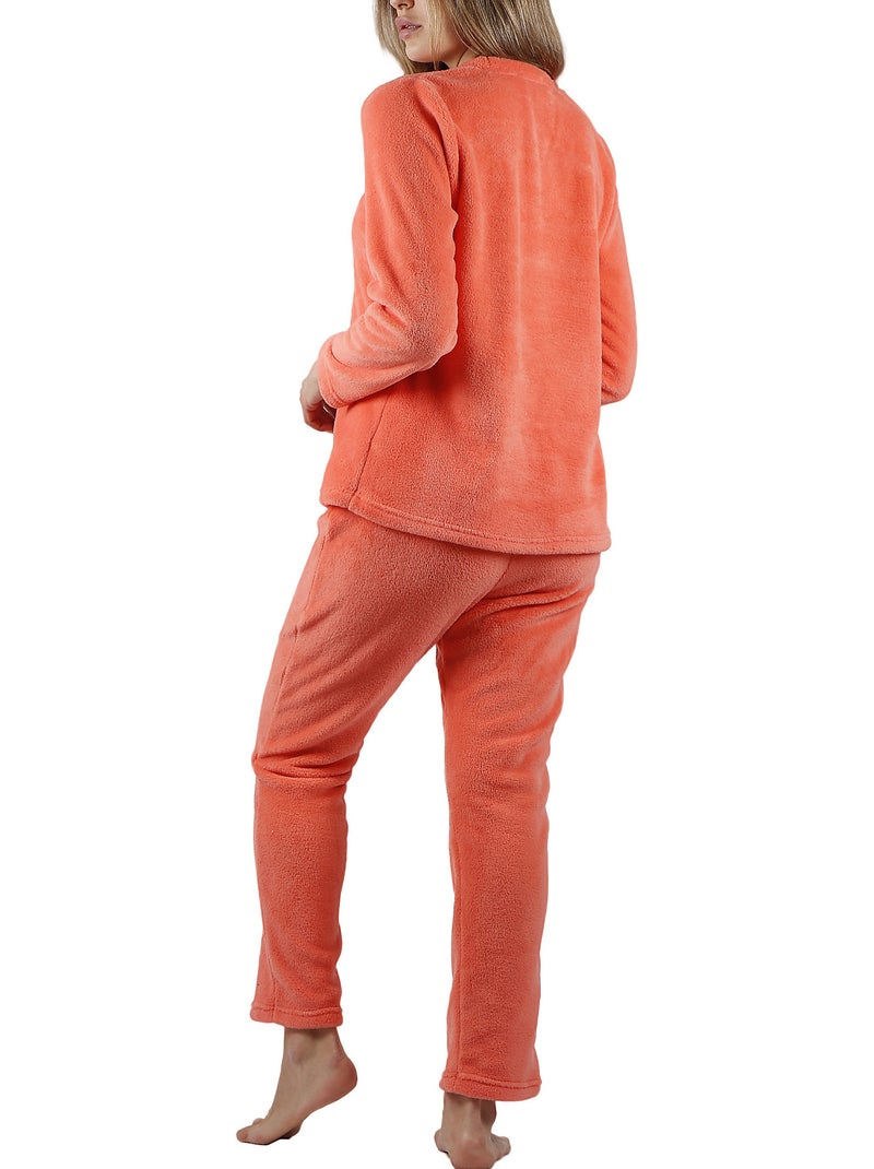Pigiama caldo a maniche lunghe da donna ADMAS Hello Winter Arancione corallo - Kiabi