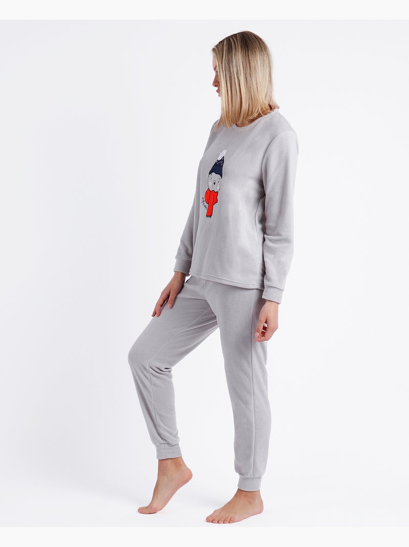 Pigiama caldo a maniche lunghe da donna ADMAS Morning Mouse Grigio - Kiabi