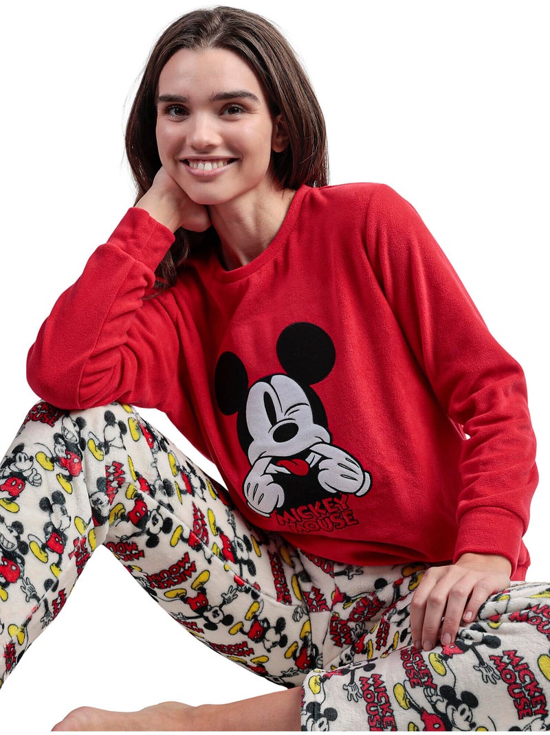 Pigiama caldo a maniche lunghe da donna DISNEY Best Mickey Rosso - Kiabi