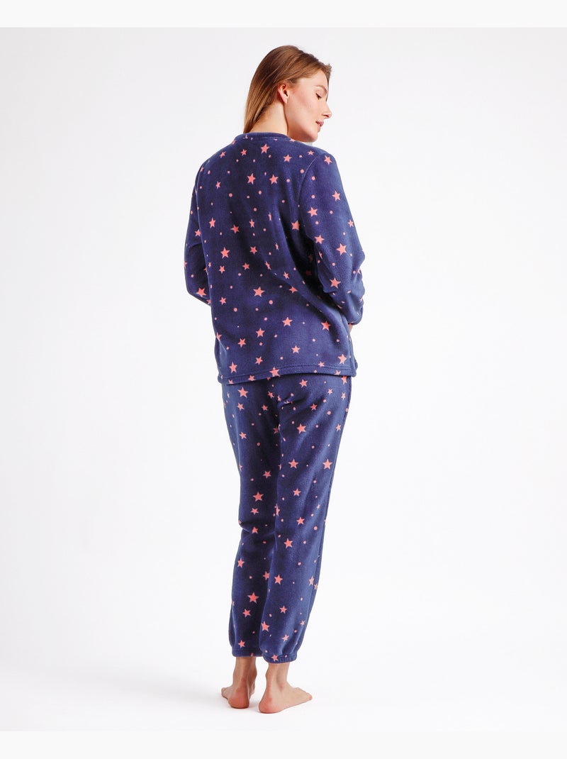 Pigiama caldo a maniche lunghe Magical C da donna STAY AT HOME Blu marino - Kiabi