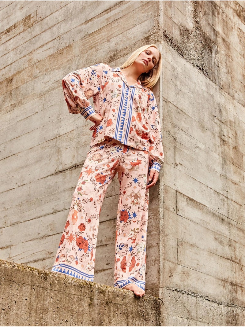 Pigiama camicia con stampa zodiacale Multicolore - Kiabi