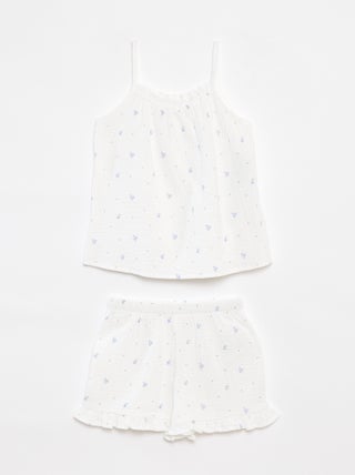 Pigiama canotta + shorts in garza di cotone - 2 pezzi