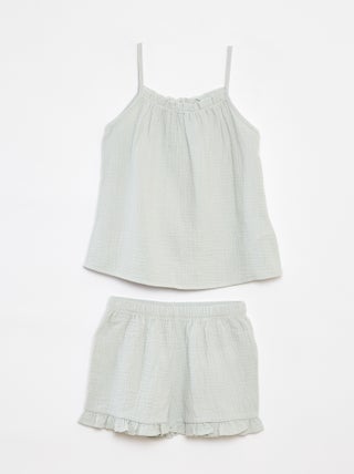 Pigiama canotta + shorts in garza di cotone - 2 pezzi