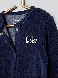 Pigiama ciniglia cotone bio 'hello' - Kiabi