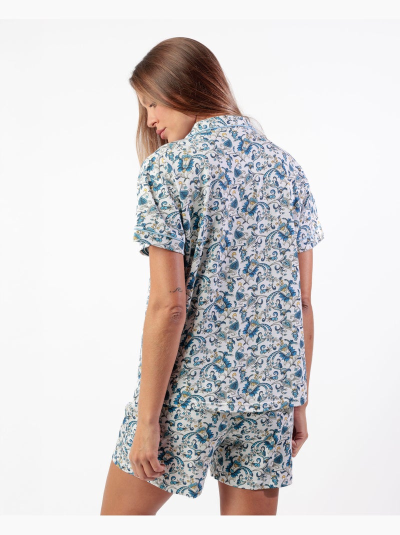 Pigiama classico a maniche corte in cashmere da donna ADMAS CLASSIC Blu - Kiabi