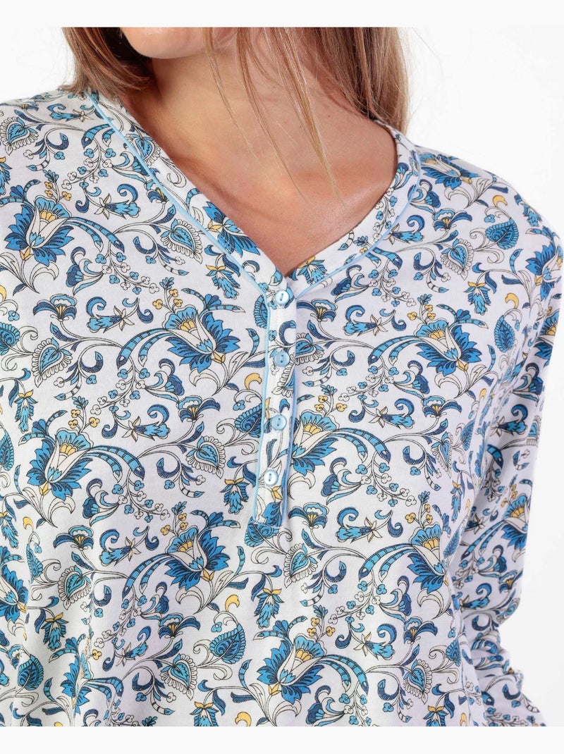Pigiama classico in cashmere a maniche lunghe da donna ADMAS CLASSIC Blu - Kiabi