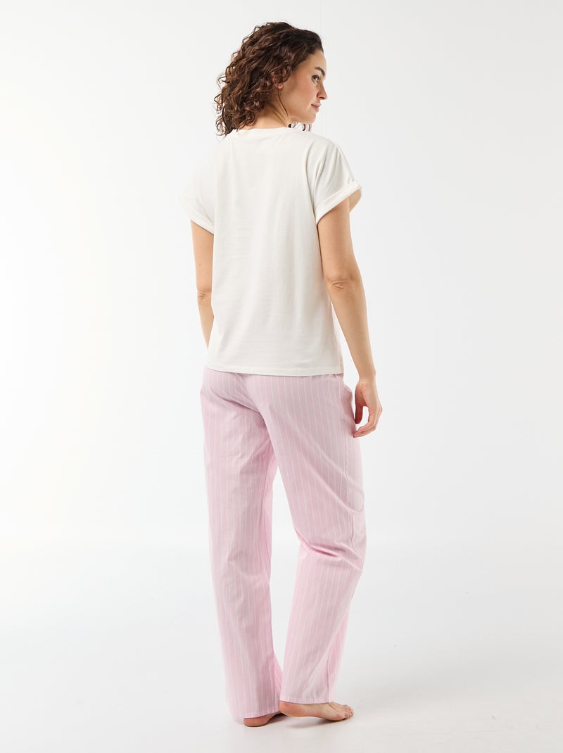 Pigiama completo t-shirt + pantaloni a righe - 2 pezzi Rosa - Kiabi