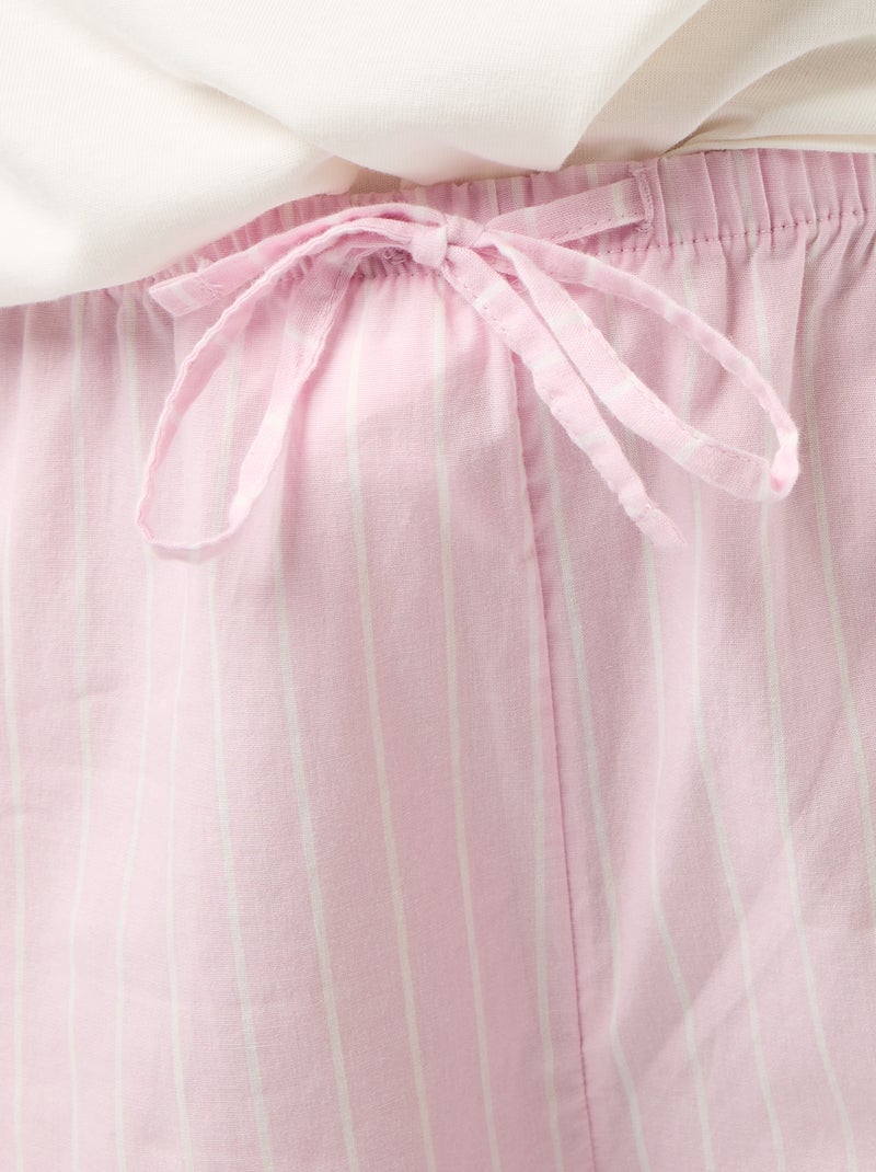 Pigiama completo t-shirt + pantaloni a righe - 2 pezzi Rosa - Kiabi