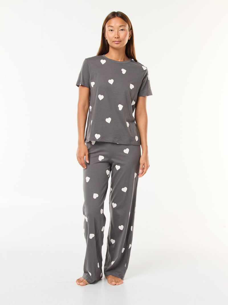 Pigiama composto da t-shirt + pantaloni - 2 pezzi Grigio - Kiabi