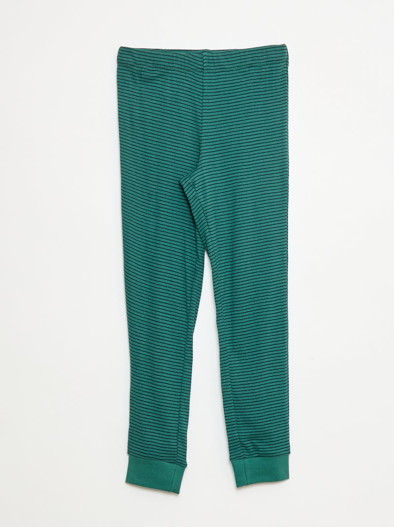 Pigiama composto da t-shirt + pantaloni a coste - 2 pezzi Verde - Kiabi
