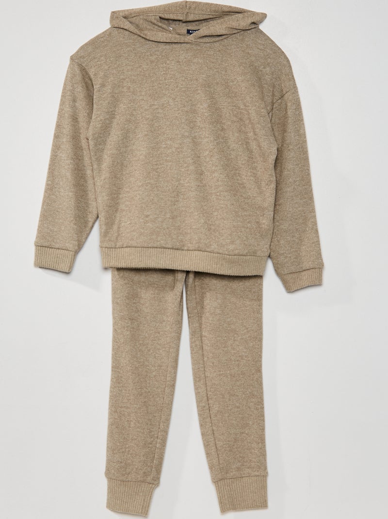Pigiama con cappuccio in maglia MARRONE - Kiabi