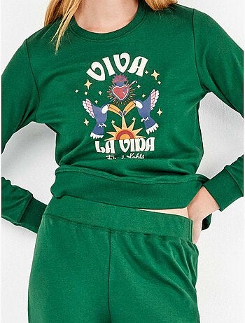 Pigiama con felpa e pantaloni di frida kahlo