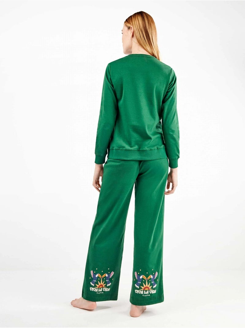 Pigiama con felpa e pantaloni di frida kahlo Verde felce - Kiabi