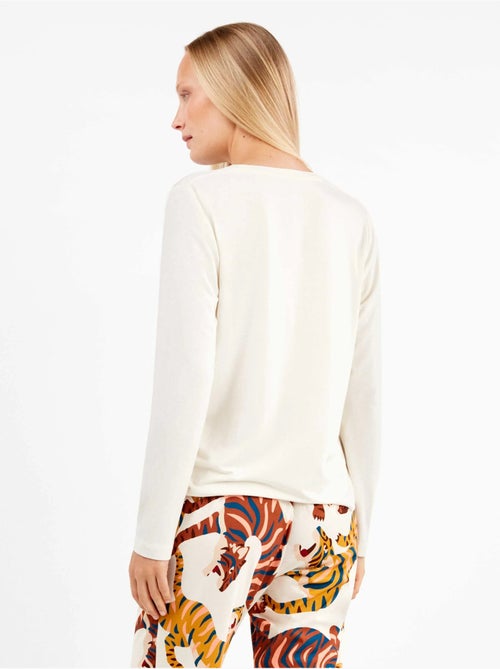 Pigiama con maglietta in pizzo e pantaloni animalier con tigri - Kiabi