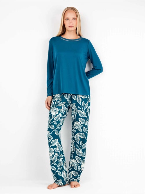 Pigiama con pantalone stampato a contrasto - Kiabi Pigiama con pantalone stampato a contrasto - Kiabi