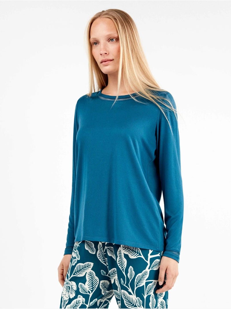 Pigiama con pantalone stampato a contrasto Blu petrolio - Kiabi