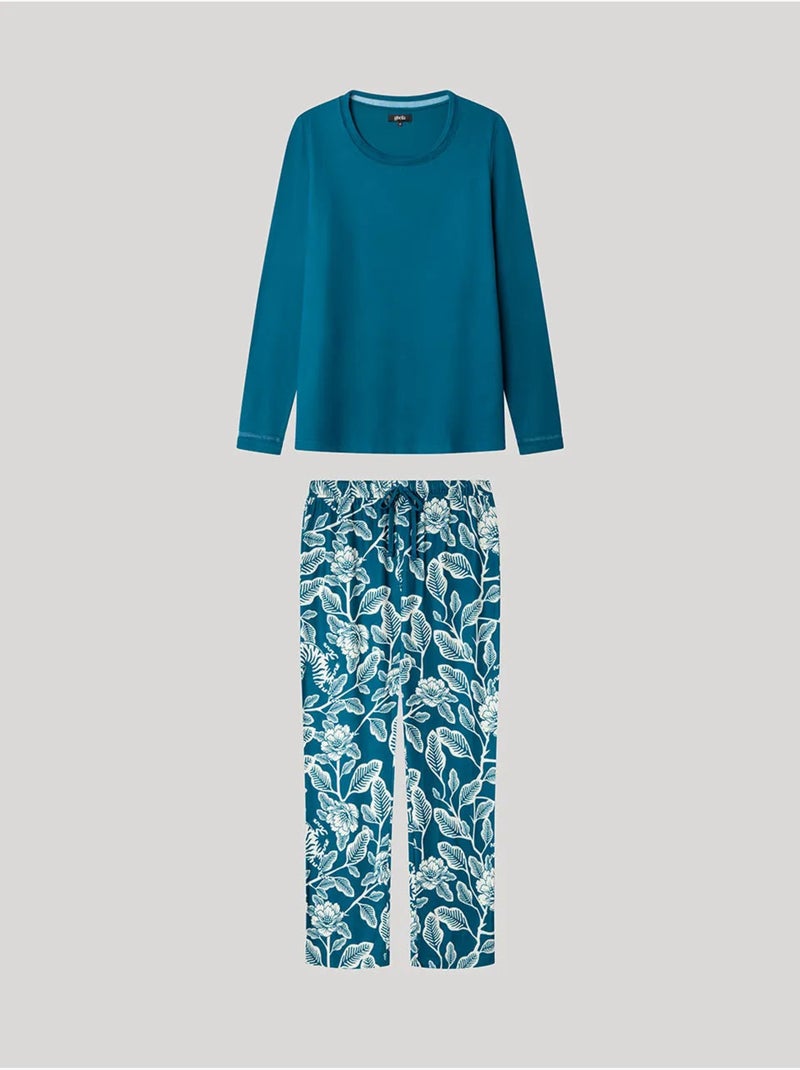 Pigiama con pantalone stampato a contrasto Blu petrolio - Kiabi