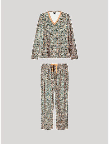 Pigiama con stampa animalier con pizzo e pantaloni regolabili