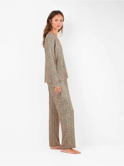 Pigiama con stampa animalier con pizzo e pantaloni regolabili - Kiabi Pigiama con stampa animalier con pizzo e pantaloni regolabili - Kiabi