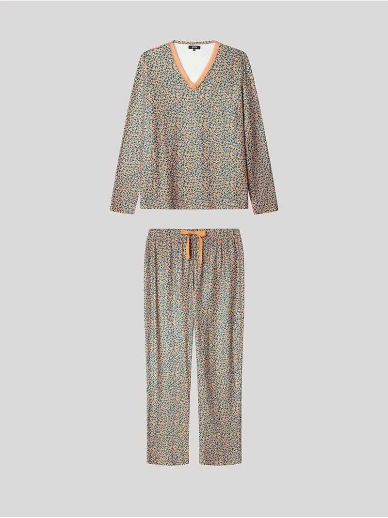 Pigiama con stampa animalier con pizzo e pantaloni regolabili Multicolore - Kiabi