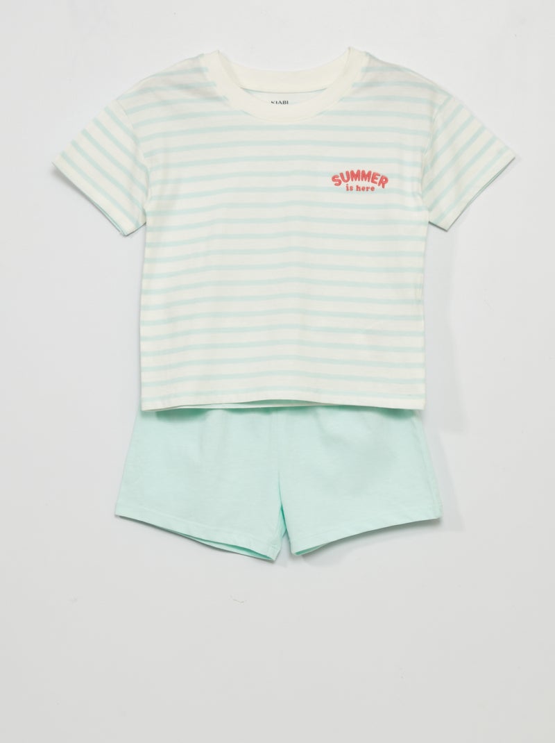 Pigiama corto - ricamo 'Summer' - 2 pezzi BLU - Kiabi