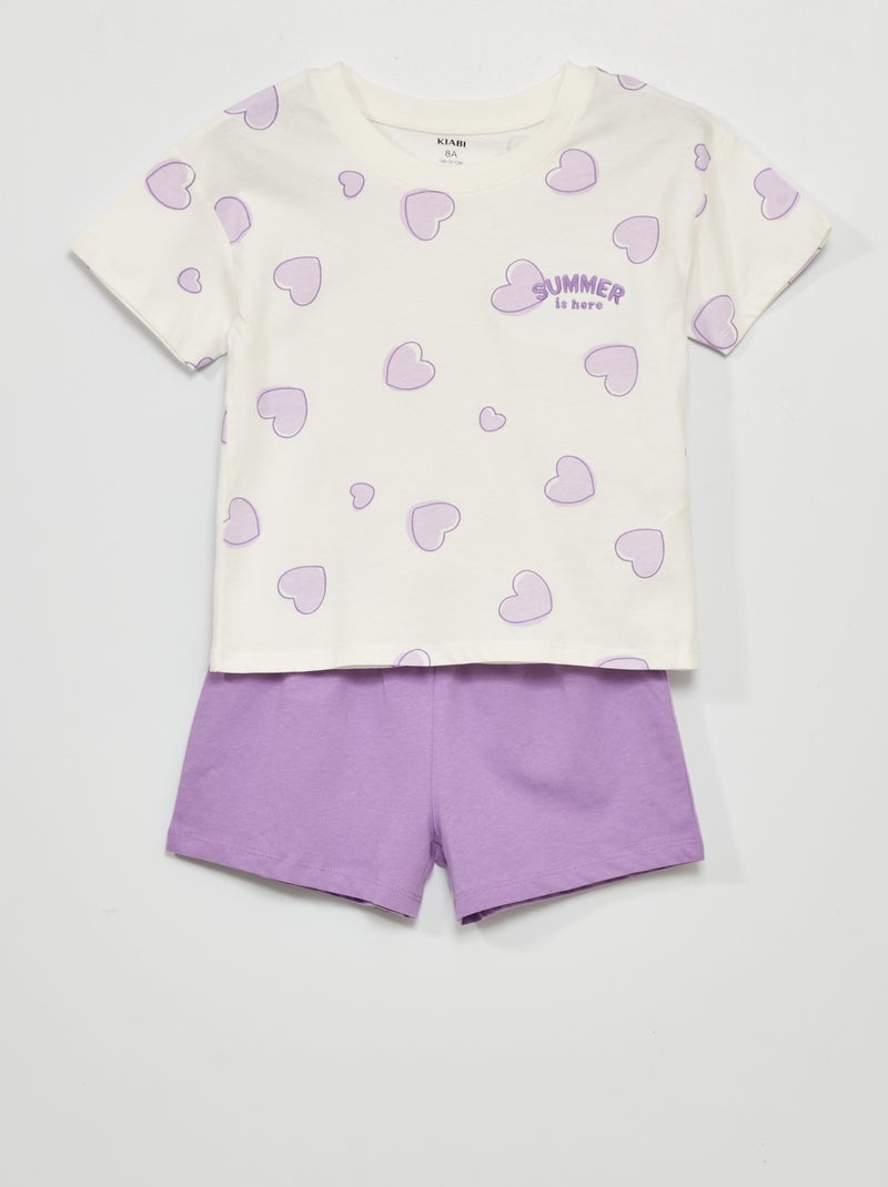 Pigiama corto - stampa 'cuore' - 2 pezzi VIOLA - Kiabi