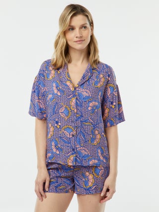Pigiama corto 2 pezzi - camicia + pantaloni stampati
