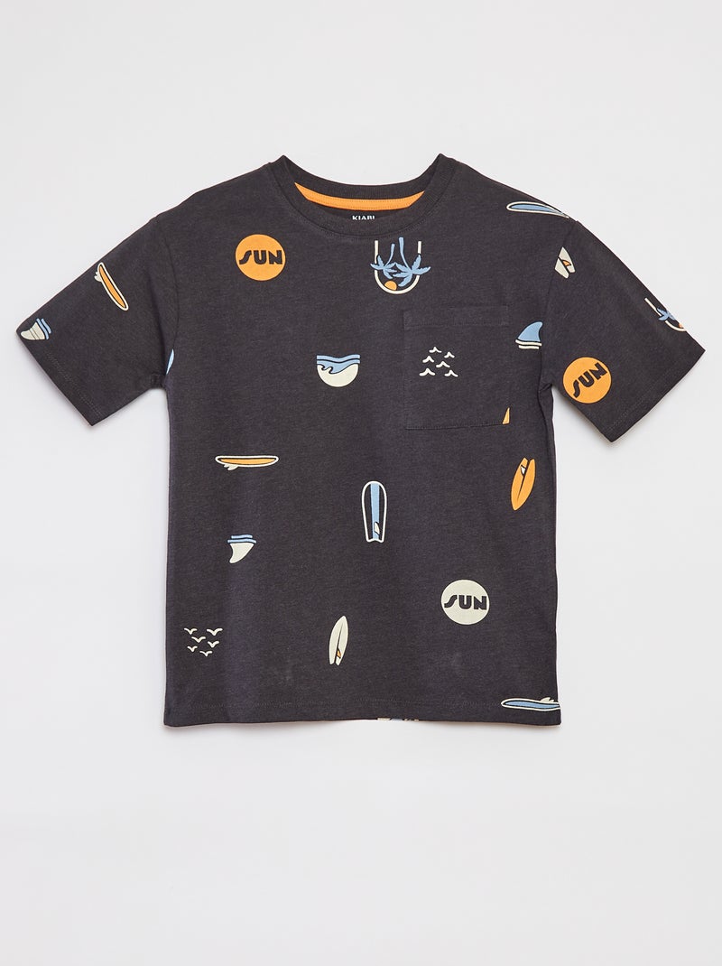 Pigiama corto 2 pezzi - t-shirt con  stampa + pantaloncini GRIGIO - Kiabi