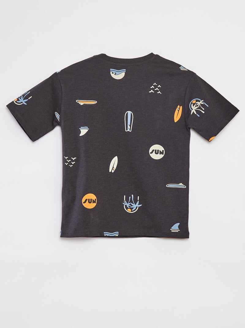 Pigiama corto 2 pezzi - t-shirt con  stampa + pantaloncini GRIGIO - Kiabi