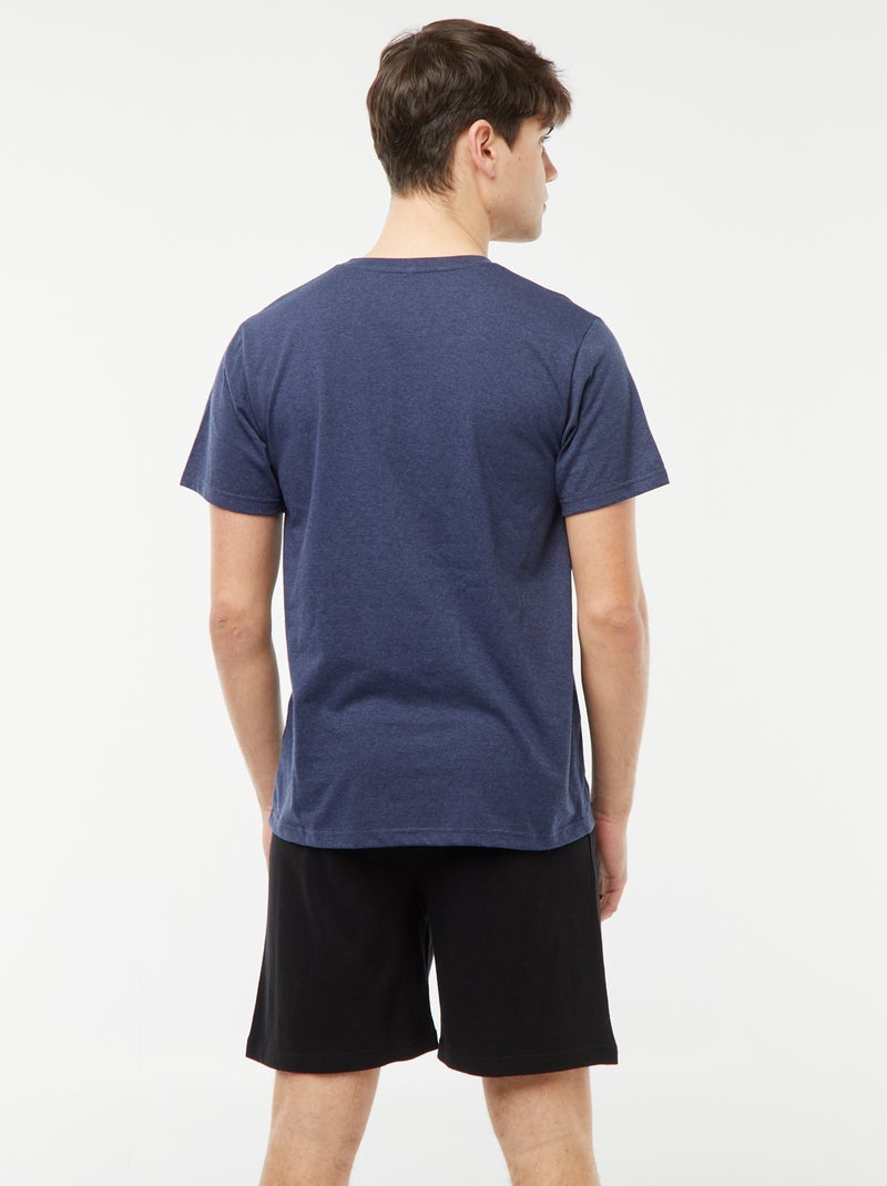 Pigiama corto 2 pezzi con scritta BLU - Kiabi