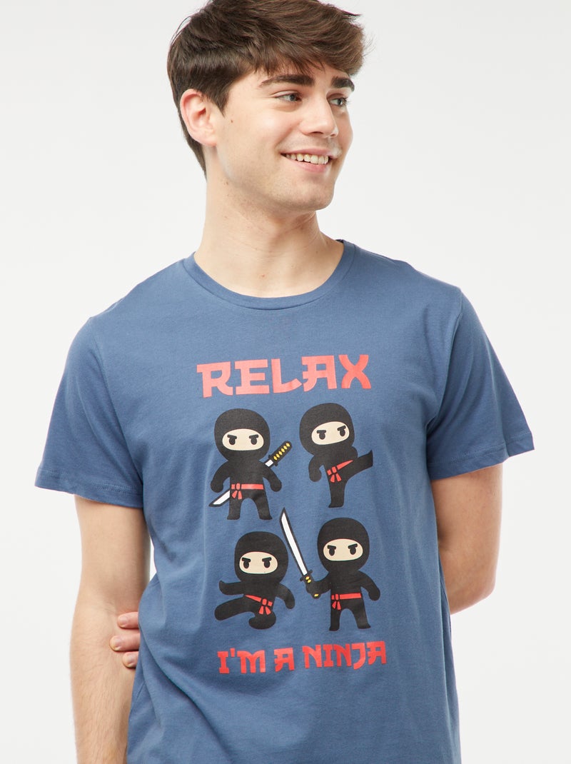 Pigiama corto 2 pezzi con stampa ninja BLU - Kiabi