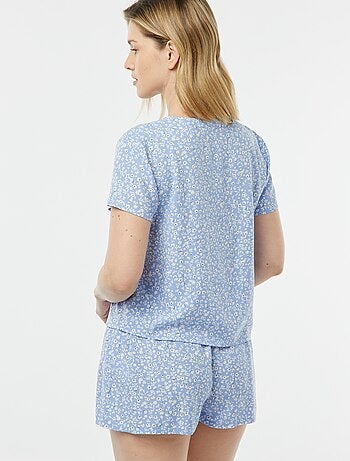 Pigiama corto 2 pezzi con t-shirt annodata