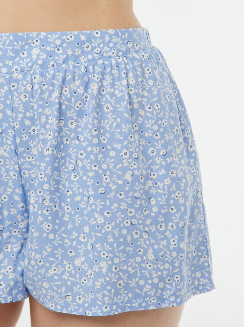 Pigiama corto 2 pezzi con t-shirt annodata BLU - Kiabi