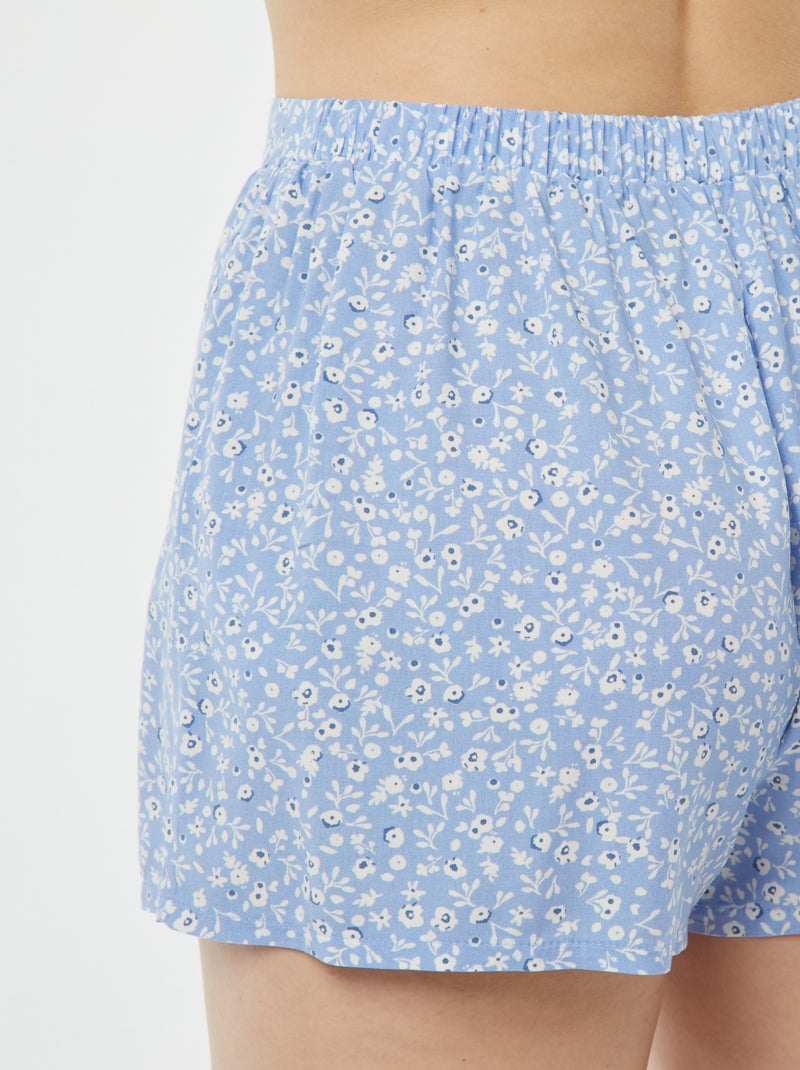 Pigiama corto 2 pezzi con t-shirt annodata BLU - Kiabi