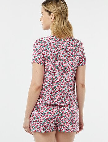 Pigiama corto 2 pezzi con t-shirt annodata