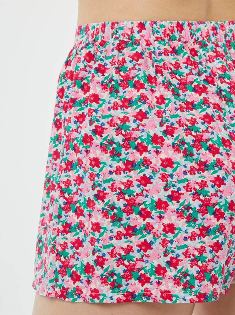 Pigiama corto 2 pezzi con t-shirt annodata ROSA - Kiabi