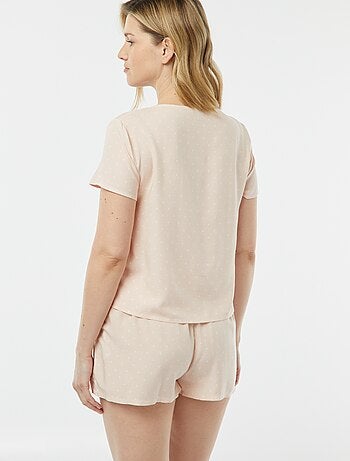 Pigiama corto 2 pezzi con t-shirt annodata
