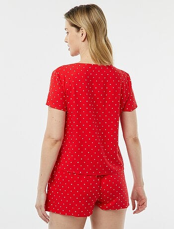 Pigiama corto 2 pezzi con t-shirt annodata