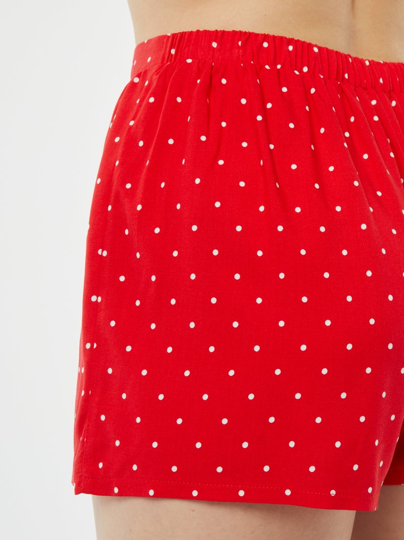 Pigiama corto 2 pezzi con t-shirt annodata ROSSO - Kiabi