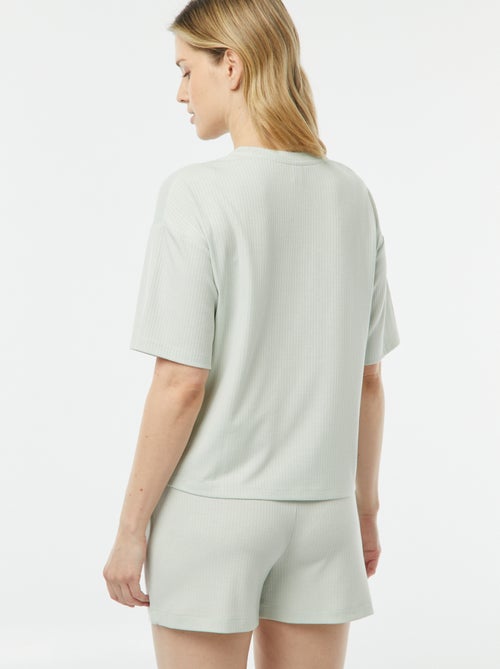 Pigiama corto 2 pezzi in maglia a coste - Kiabi