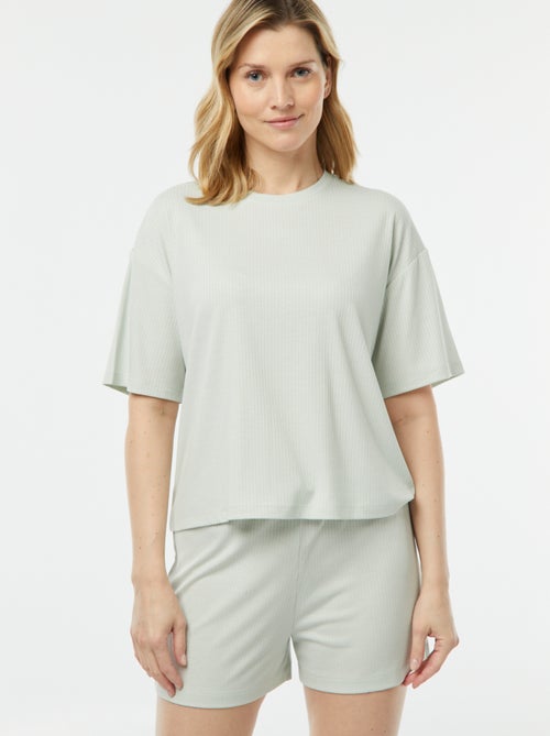 Pigiama corto 2 pezzi in maglia a coste - Kiabi