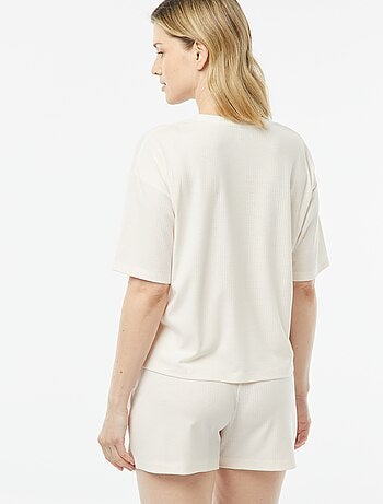 Pigiama corto 2 pezzi in maglia a coste