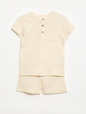 Pigiama corto 2 pezzi in maglia a costine