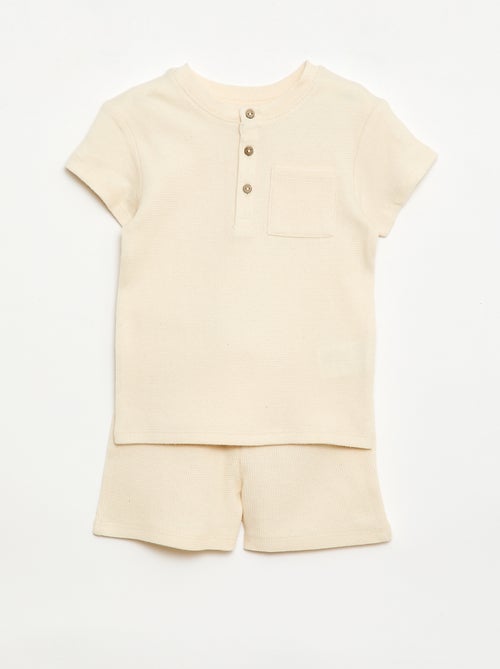 Pigiama corto 2 pezzi in maglia a costine - Kiabi